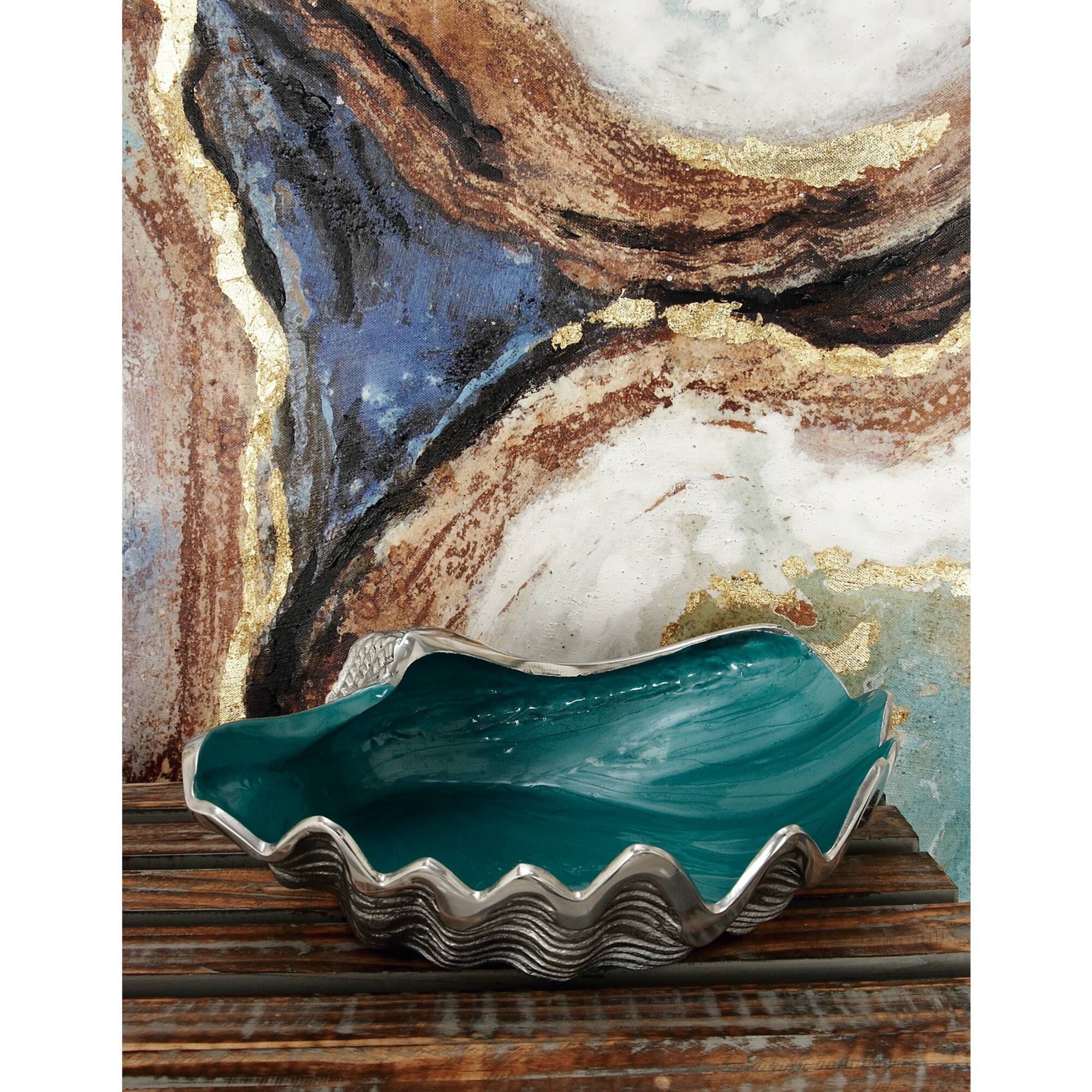 12" Silver Metal Coastal Serving Bowl
